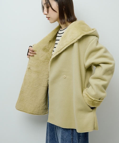 Green　Parks（グリーンパークス）の「フーディガウンコート（その他アウター・レディース・モカ/イエロー/チェック/ライトグレー・FREE）」の18枚目の写真