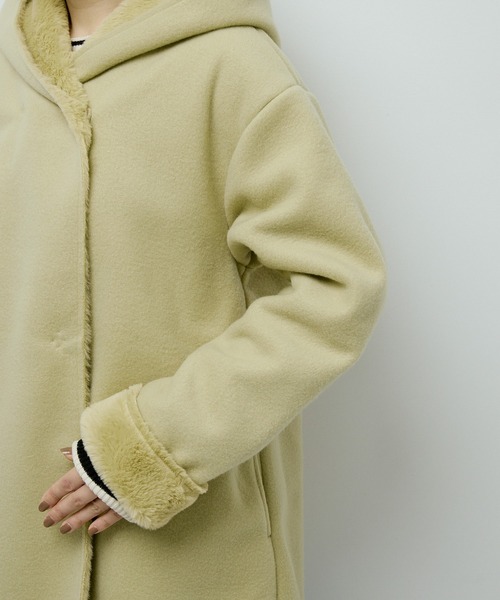 Green　Parks（グリーンパークス）の「フーディガウンコート（その他アウター・レディース・モカ/イエロー/チェック/ライトグレー・FREE）」の21枚目の写真