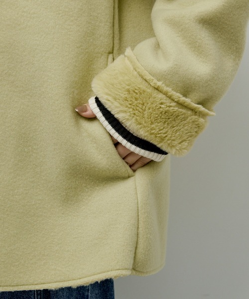 Green　Parks（グリーンパークス）の「フーディガウンコート（その他アウター・レディース・モカ/イエロー/チェック/ライトグレー・FREE）」の22枚目の写真