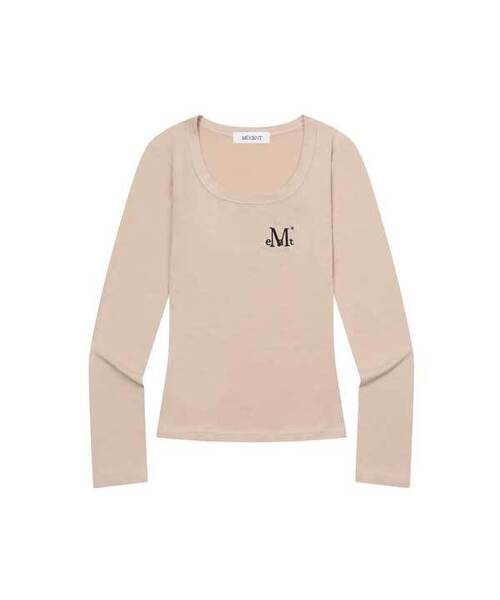MUCENT(ムセント)の「デイションスリムフィットUネック長袖Tシャツ(5カラー)(Tシャツ/カットソー・レディース・ホワイト/チャコールグレー/ブラック/ベージュ/グレー・FREE)」の5枚目の写真