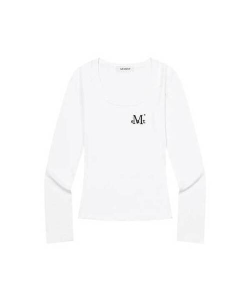 MUCENT(ムセント)の「デイションスリムフィットUネック長袖Tシャツ(5カラー)(Tシャツ/カットソー・レディース・ホワイト/チャコールグレー/ブラック/ベージュ/グレー・FREE)」の2枚目の写真