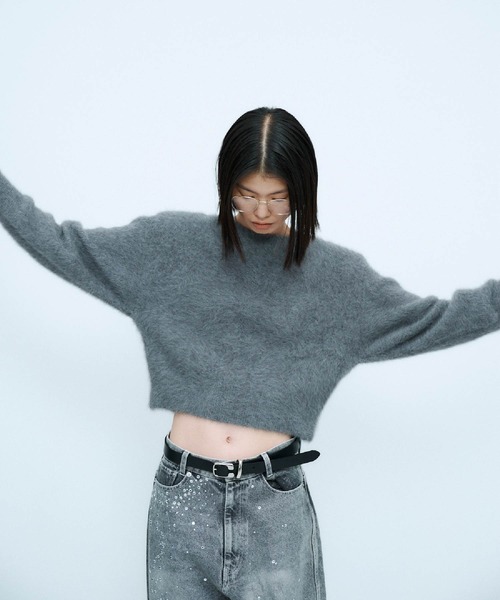 THINGS THAT MATTER（シングス ザット マター）の「2WAY CROPPED FOX KNIT CARDIGAN / 2ウェイ クロップド フォックス ニット カーディガン（ニット/セーター・レディース・グレー/ブラック/ピンク・FREE）」の21枚目の写真