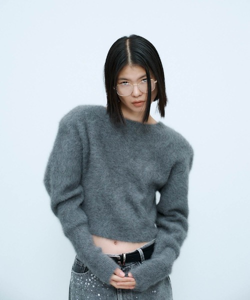 THINGS THAT MATTER（シングス ザット マター）の「2WAY CROPPED FOX KNIT CARDIGAN / 2ウェイ クロップド フォックス ニット カーディガン（ニット/セーター・レディース・グレー/ブラック/ピンク・FREE）」の20枚目の写真