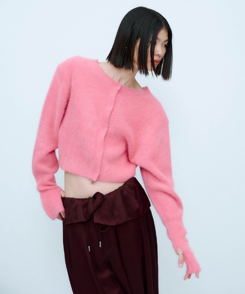 THINGS THAT MATTER（シングス ザット マター）の「2WAY CROPPED FOX KNIT CARDIGAN / 2ウェイ クロップド フォックス ニット カーディガン（ニット/セーター・レディース・グレー/ブラック/ピンク・FREE）」の19枚目の写真