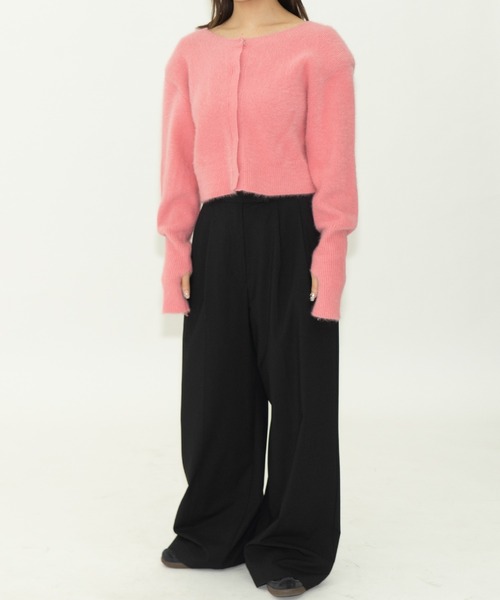 THINGS THAT MATTER（シングス ザット マター）の「2WAY CROPPED FOX KNIT CARDIGAN / 2ウェイ クロップド フォックス ニット カーディガン（ニット/セーター・レディース・グレー/ブラック/ピンク・FREE）」の9枚目の写真
