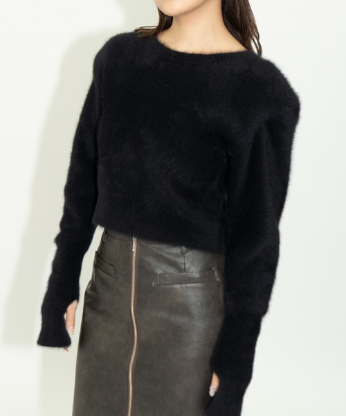 THINGS THAT MATTER（シングス ザット マター）の「2WAY CROPPED FOX KNIT CARDIGAN / 2ウェイ クロップド フォックス ニット カーディガン（ニット/セーター・レディース・グレー/ブラック/ピンク・FREE）」の12枚目の写真