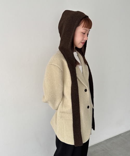 CANAL JEAN（キャナルジーン）の「El mar　ニットタイバラクラバ（ニットキャップ/ビーニー・レディース・ブラウン/チャコールグレー・ONE SIZE）」の4枚目の写真