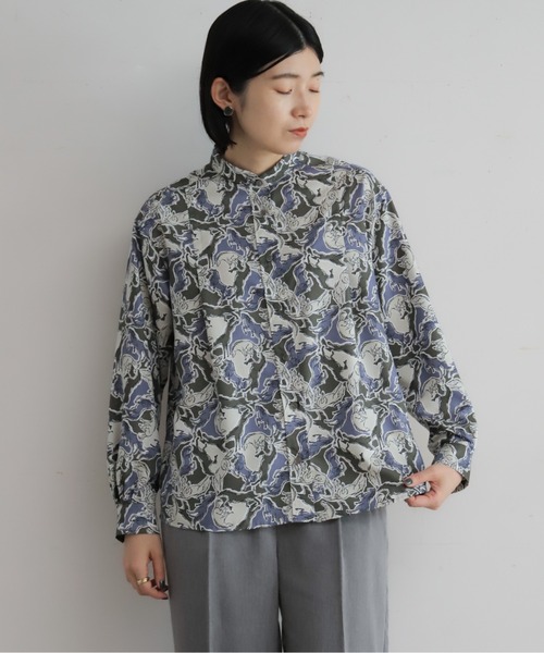 NOMBRE IMPAIR（ノンブルアンペール）の「スケッチホースPT　チビ衿ブラウス（シャツ/ブラウス・レディース・パープル/ブルー・FREE）」の2枚目の写真