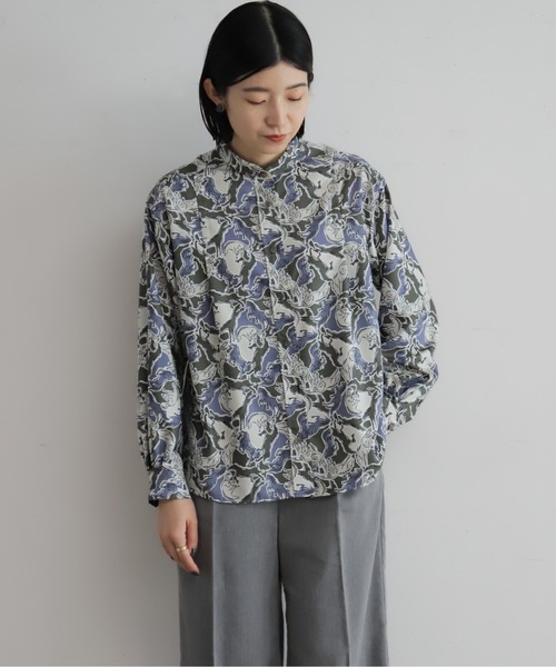 NOMBRE IMPAIR（ノンブルアンペール）の「スケッチホースPT　チビ衿ブラウス（シャツ/ブラウス・レディース・パープル/ブルー・FREE）」の3枚目の写真