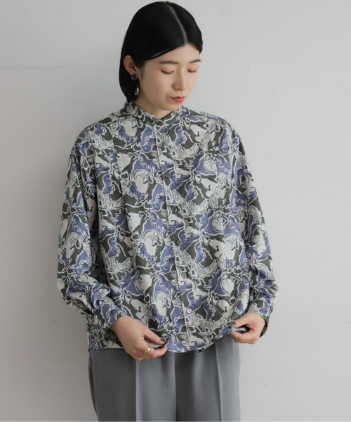 NOMBRE IMPAIR（ノンブルアンペール）の「スケッチホースPT　チビ衿ブラウス（シャツ/ブラウス・レディース・パープル/ブルー・FREE）」の4枚目の写真