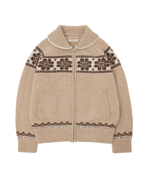 SIYAZU(シヤジュ)の「SIKN2163 フラワージャカードニットジップアップ_Beige(ニット/セーター・レディース・Beige・ONE)」の3枚目の写真