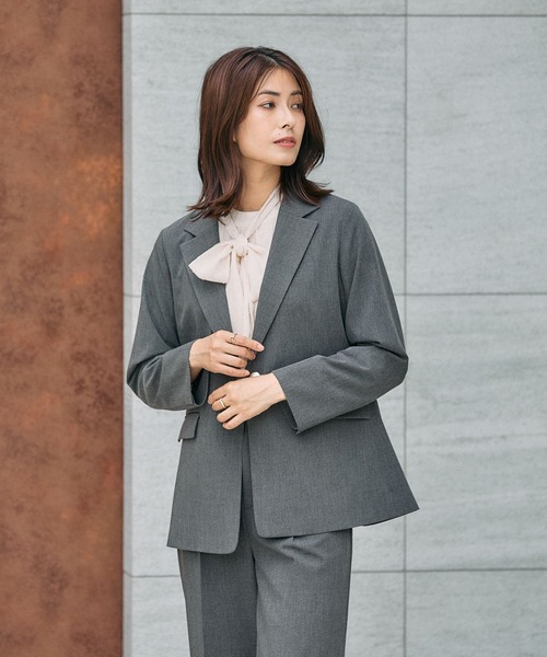 GLOBAL WORK（グローバルワーク）の「ウツクシルエットテーラードジャケット/581027（テーラードジャケット・レディース・チャコールグレー/モカ/ネイビー・SMALL/MEDIUM/LARGE）」の9枚目の写真