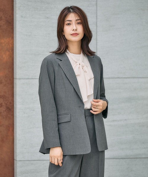GLOBAL WORK（グローバルワーク）の「ウツクシルエットテーラードジャケット/581027（テーラードジャケット・レディース・チャコールグレー/モカ/ネイビー・SMALL/MEDIUM/LARGE）」の11枚目の写真