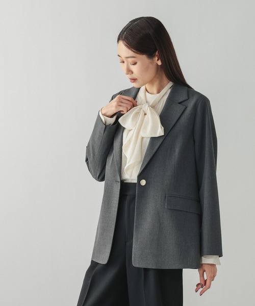 GLOBAL WORK（グローバルワーク）の「ウツクシルエットテーラードジャケット/581027（テーラードジャケット・レディース・チャコールグレー/モカ/ネイビー・SMALL/MEDIUM/LARGE）」の16枚目の写真