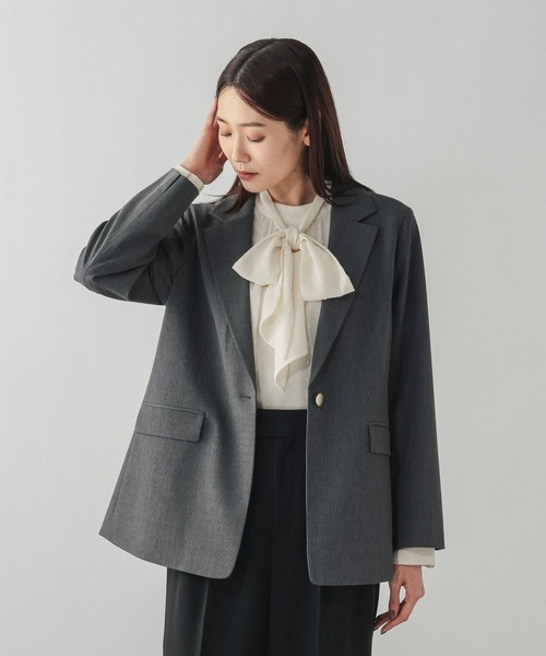 GLOBAL WORK（グローバルワーク）の「ウツクシルエットテーラードジャケット/581027（テーラードジャケット・レディース・チャコールグレー/モカ/ネイビー・SMALL/MEDIUM/LARGE）」の17枚目の写真