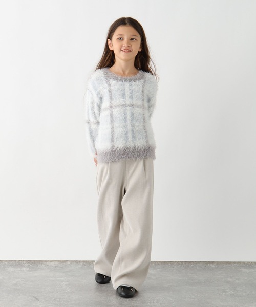 GLOBAL WORK(グローバルワーク)の「洗えるシャギーチェックニット/608307(ニット/セーター・キッズ・ブラウン/サックスブルー/ホワイト×ブラック・130cm/140cm/150cm/160cm)」の16枚目の写真