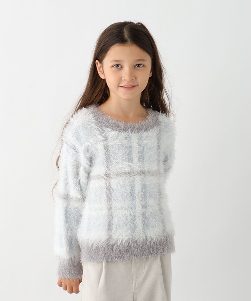 GLOBAL WORK(グローバルワーク)の「洗えるシャギーチェックニット/608307(ニット/セーター・キッズ・ブラウン/サックスブルー/ホワイト×ブラック・130cm/140cm/150cm/160cm)」の17枚目の写真