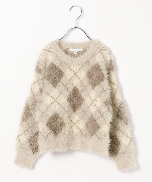 GLOBAL WORK(グローバルワーク)の「洗えるシャギーチェックニット/608307(ニット/セーター・キッズ・ブラウン/サックスブルー/ホワイト×ブラック・130cm/140cm/150cm/160cm)」の21枚目の写真