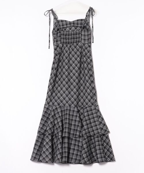 アプレジュール デザインティアードキャミワンピース チェック ブラウン 茶色 M apres jour（アプレジュール） ワンピース デザインティアードキャミ