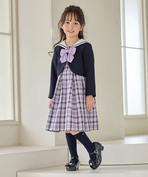 ANY(エニィ)の「【2点セット】セーラージャケット+チェックワンピース(ドレス・キッズ・ブラウン系/ネイビー系・120/110/130)」の3枚目の写真