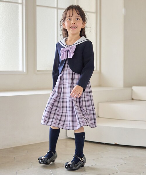 ANY(エニィ)の「【2点セット】セーラージャケット+チェックワンピース(ドレス・キッズ・ブラウン系/ネイビー系・120/110/130)」の5枚目の写真