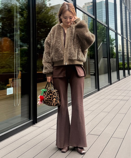 CURA CLOSET(キュラ クローゼット)の「【k.kozu73 select】ノーカラーショートボアブルゾン(ブルゾン・レディース・ダークブラウン/アイボリー/ブラック/モカ・フリー)」の11枚目の写真