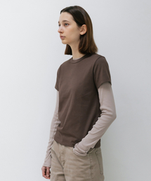 WスピマコットンロングスリーブTシャツBEIGE
