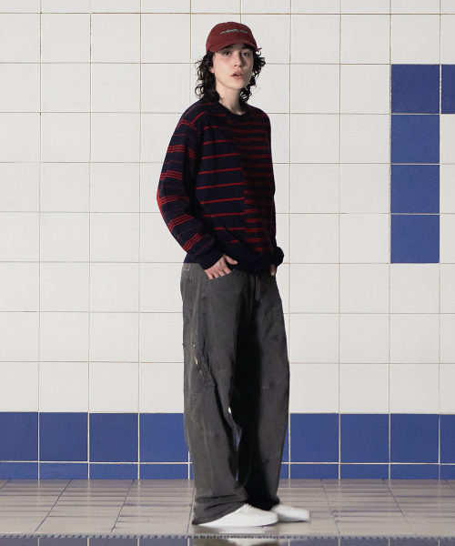 UNALLOYED(アナロイド)の「アーガイルエルボーストライプニット / ネイビー(ニット/セーター・メンズ・その他・LARGE/MEDIUM)」の4枚目の写真