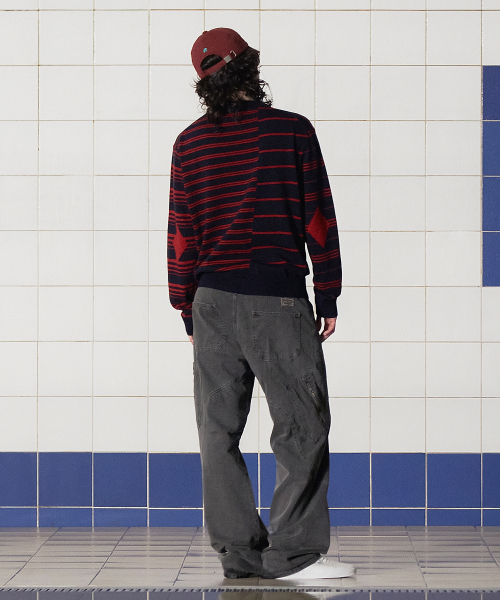 UNALLOYED(アナロイド)の「アーガイルエルボーストライプニット / ネイビー(ニット/セーター・メンズ・その他・LARGE/MEDIUM)」の5枚目の写真
