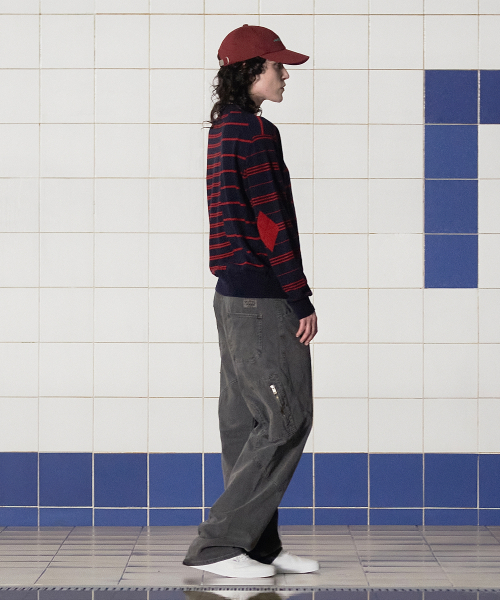 UNALLOYED(アナロイド)の「アーガイルエルボーストライプニット / ネイビー(ニット/セーター・メンズ・その他・LARGE/MEDIUM)」の6枚目の写真