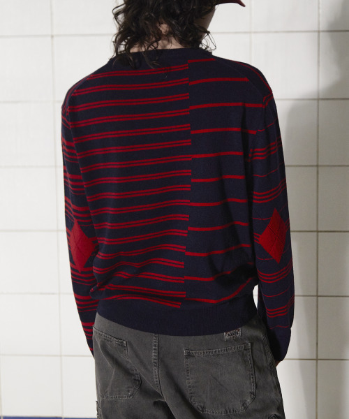 UNALLOYED(アナロイド)の「アーガイルエルボーストライプニット / ネイビー(ニット/セーター・メンズ・その他・LARGE/MEDIUM)」の8枚目の写真