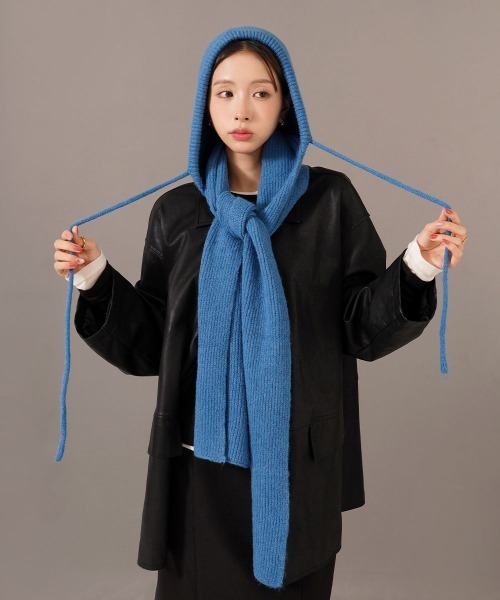 セール】フード付き リブニット マフラー（マフラー）｜CEMONEMO