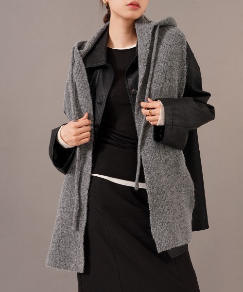 セール】フード付き リブニット マフラー（マフラー）｜CEMONEMO