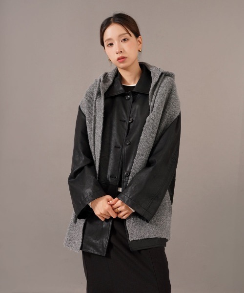 セール】フード付き リブニット マフラー（マフラー）｜CEMONEMO