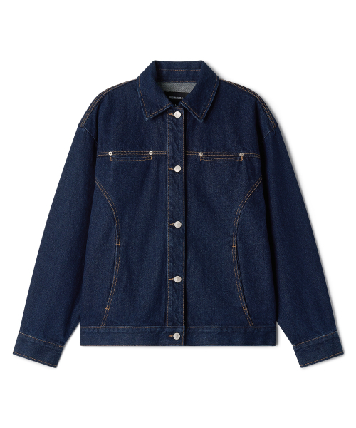 PIECEMAKER(ピースメーカー)の「DIVIDE MINIMAL DENIM TRUCKER JACKET (INDIGO)(デニムジャケット・レディース・その他・MEDIUM/LARGE)」の2枚目の写真