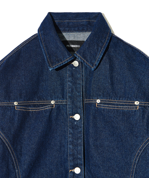 PIECEMAKER(ピースメーカー)の「DIVIDE MINIMAL DENIM TRUCKER JACKET (INDIGO)(デニムジャケット・レディース・その他・MEDIUM/LARGE)」の5枚目の写真