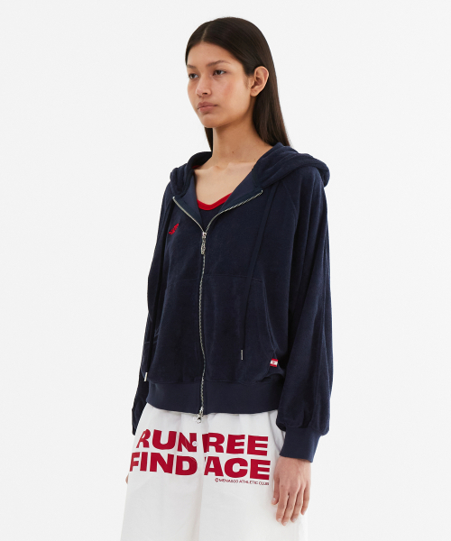 MENASOO(ミナス)の「Terry Raglan Hooded Zip Up_Navy(パーカー・レディース・ネイビー・F)」の2枚目の写真