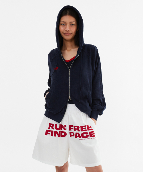 MENASOO(ミナス)の「Terry Raglan Hooded Zip Up_Navy(パーカー・レディース・ネイビー・F)」の7枚目の写真