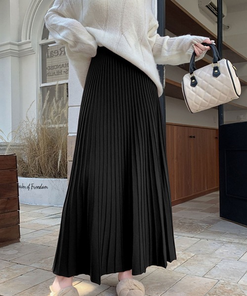ニットプリーツロングスカート（スカート）｜LAFFMO（ラフモ）の