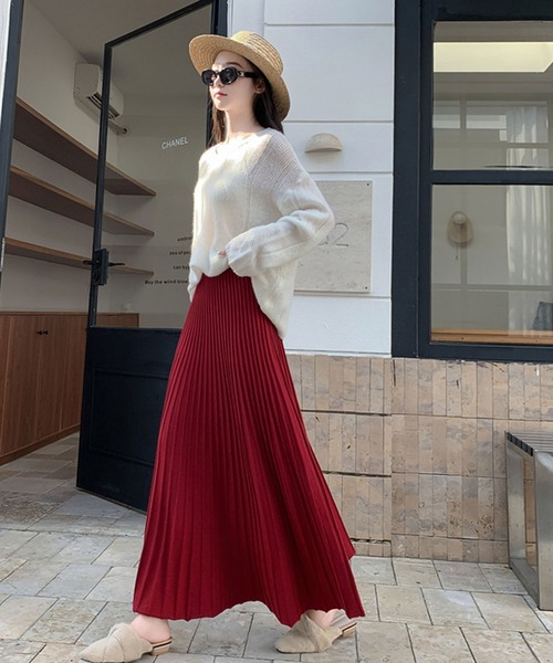 セール】ニットプリーツロングスカート（スカート）｜LAFFMO（ラフモ