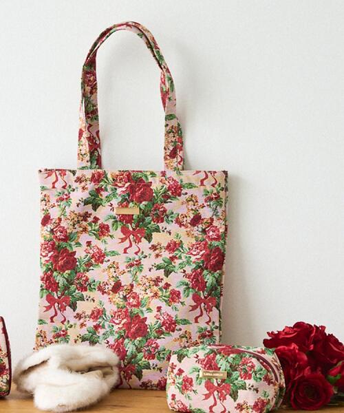 LAURA ASHLEY（ローラアシュレイ）の「フローラル横長トートバッグ
