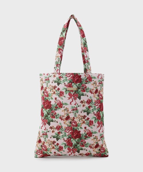 LAURA ASHLEY(ローラアシュレイ)の「【A4サイズ/ジャカード/ギフトにおすすめ!】メアリーポート ブーケ柄 トートバッグ(トートバッグ・レディース・ワイン系・00)」の2枚目の写真