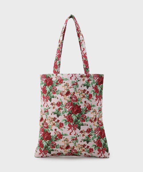 LAURA ASHLEY(ローラアシュレイ)の「【A4サイズ/ジャカード/ギフトにおすすめ!】メアリーポート ブーケ柄 トートバッグ(トートバッグ・レディース・ワイン系・00)」の4枚目の写真