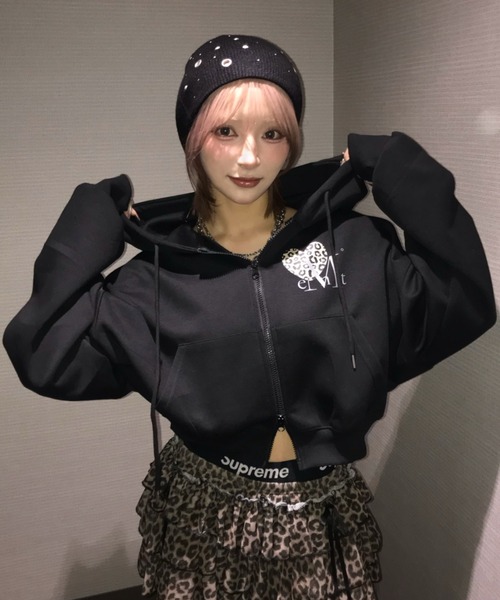 A'GEM/9 × .kom 『MUCENT/ムセント』 SIERRA LEOPARD HEART HOOD T