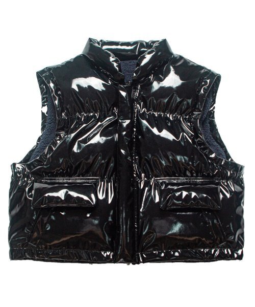 リバーシブル光沢パディングベスト_ブラック