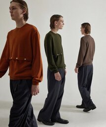 MERINO WOOL SLIT BUTTION KNIT [OLIVE]