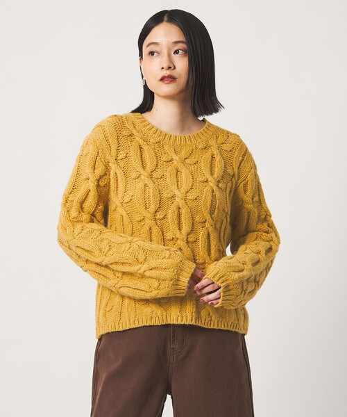 A DAY IN THE LIFE UNITED ARROWS(アデイインザライフユナイテッドアローズ)の「ビッグケーブル クルーネックニット <A DAY IN THE LIFE>(ニット/セーター・レディース・マスタード/モカ/ナチュラル・FREE)」の3枚目の写真