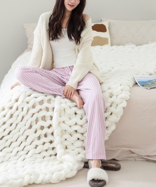 Miniministore（ミニミニストア）の「ギンガムチェック ルームパンツ表裏微起毛（スウェットパンツ・レディース・ライトピンク/ブラック/モカ/ラベンダー・FREE）」の10枚目の写真
