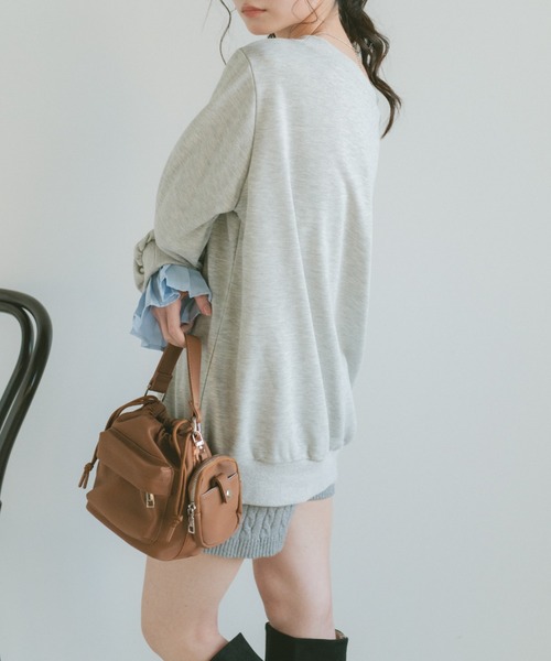 VANNIE U(ヴァニーユー)の「2WAYオフショルスウェットミニワンピース/プリーツ袖/ルーズスウェット(スウェット・レディース・グレー/ネイビー・FREE)」の5枚目の写真