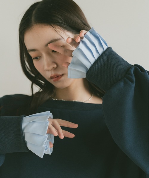 VANNIE U(ヴァニーユー)の「2WAYオフショルスウェットミニワンピース/プリーツ袖/ルーズスウェット(スウェット・レディース・グレー/ネイビー・FREE)」の13枚目の写真